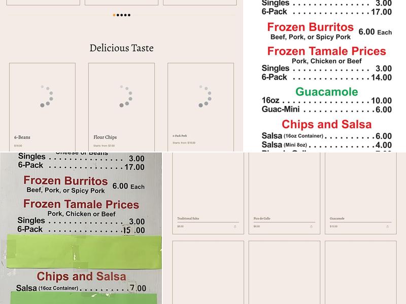 Erick's Enchiladas Menu