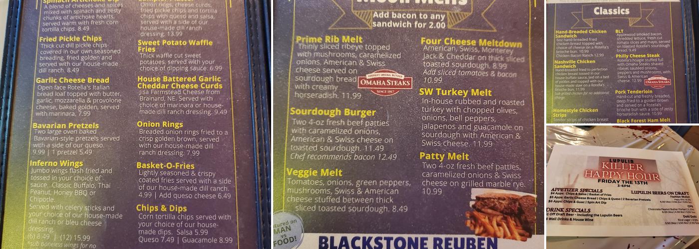 Max & Joe's Tavern and Tasting Room Menu