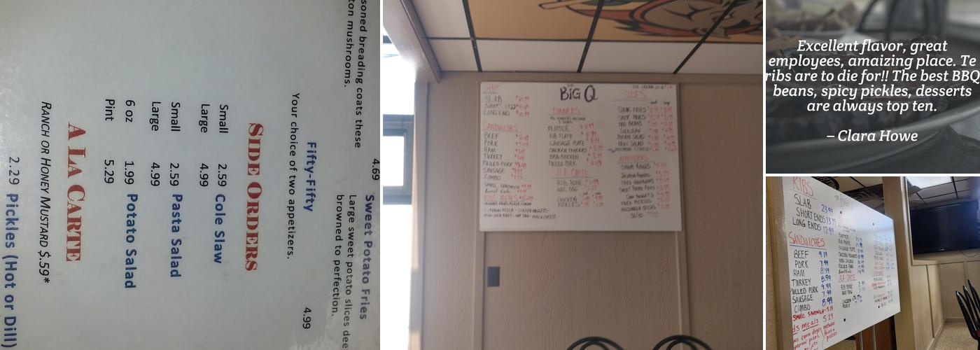 Big Q Barbeque Menu