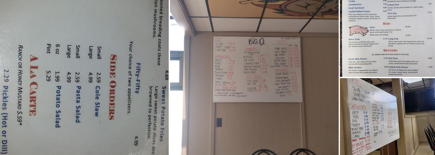 Big Q Barbeque Menu