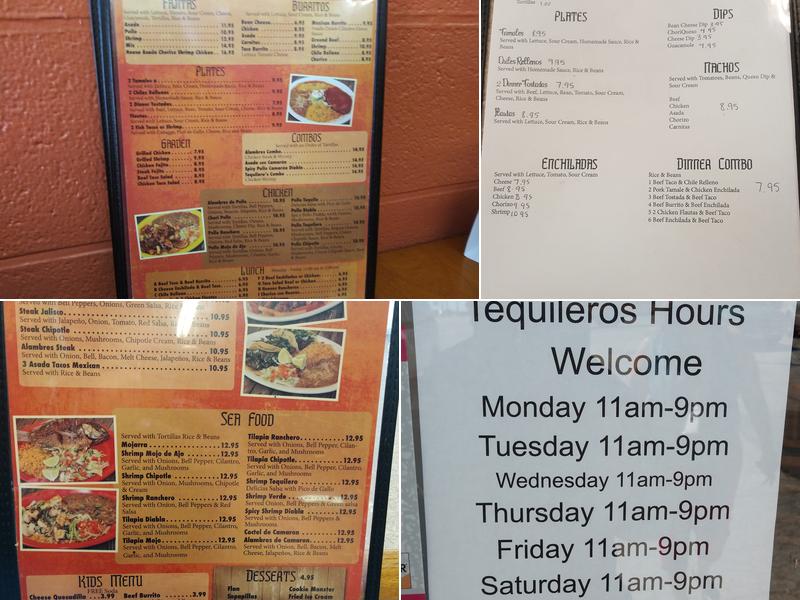 Tequileros Mexican Restaurant Menu