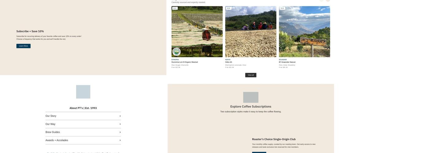 PT's Coffee - Roasting Facility Menu