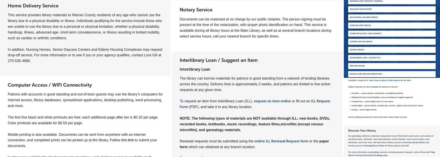 Warren County Public Library - Bob Kirby Branch Menu