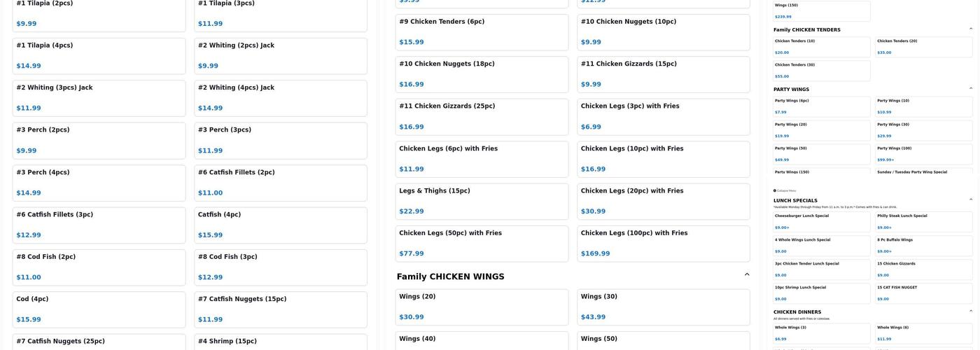 Hook Fish & Chicken Menu