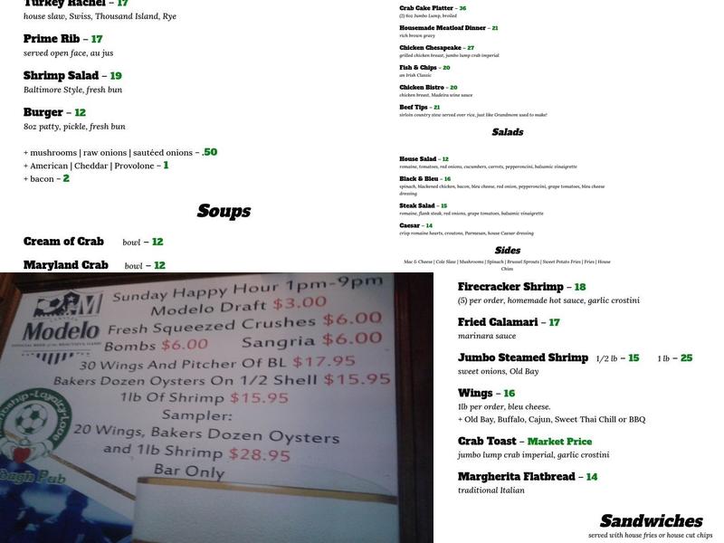Claddagh Pub Menu