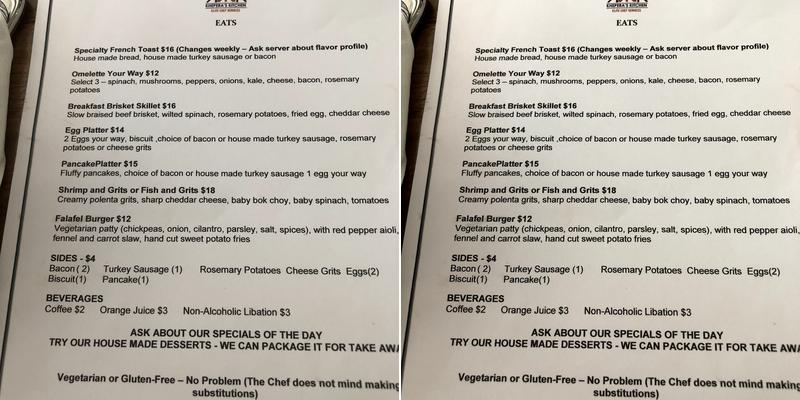 Khepera's Kitchen Menu