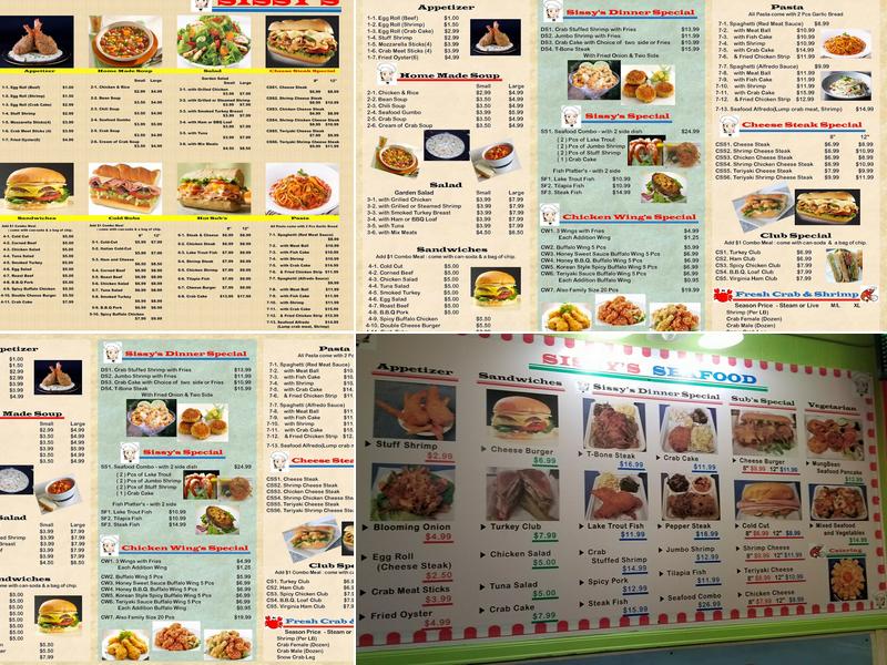 Big Momma's Seafood Menu