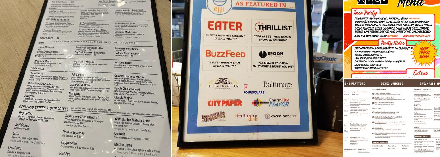 Belvedere Square Menu