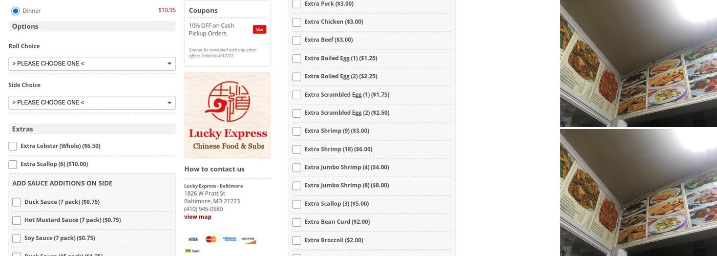 Lucky Express Menu