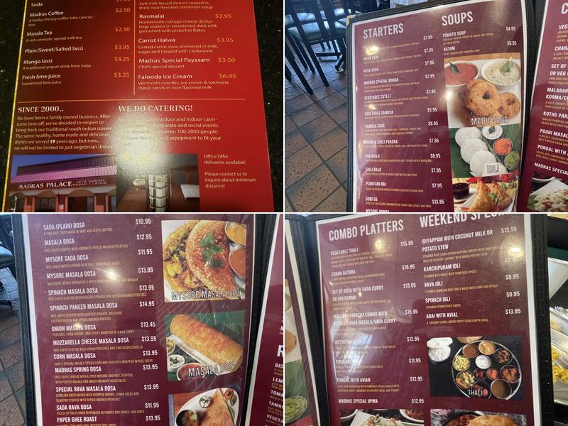 Madras Palace Menu