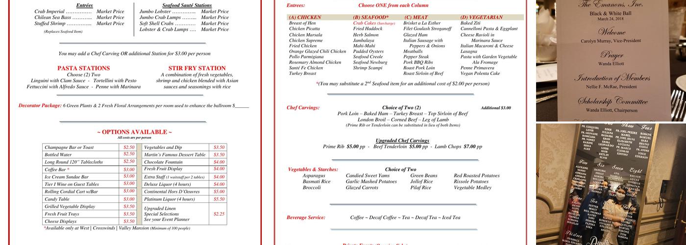 Martin's Crosswinds Menu