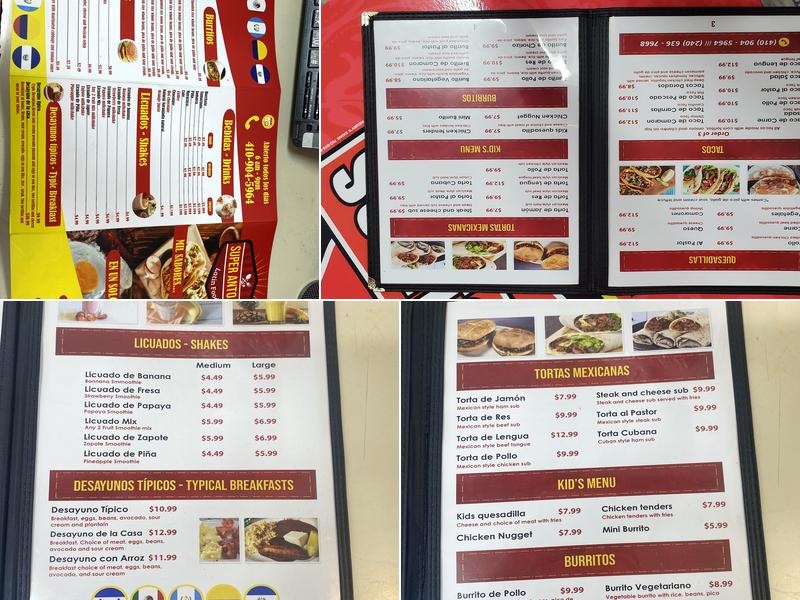 Super Antojitos Menu