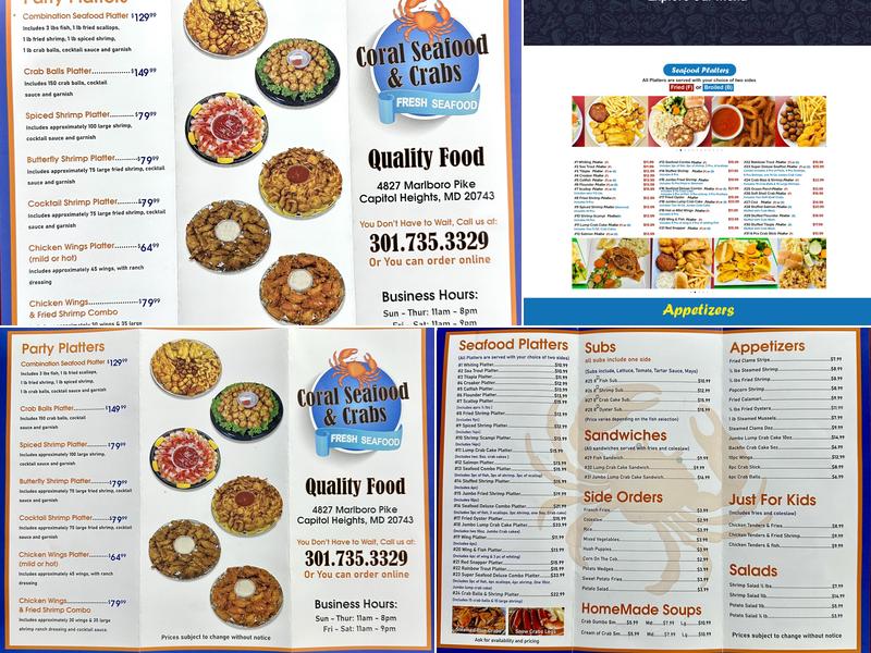 Coral Fresh Seafood & Crabs Menu