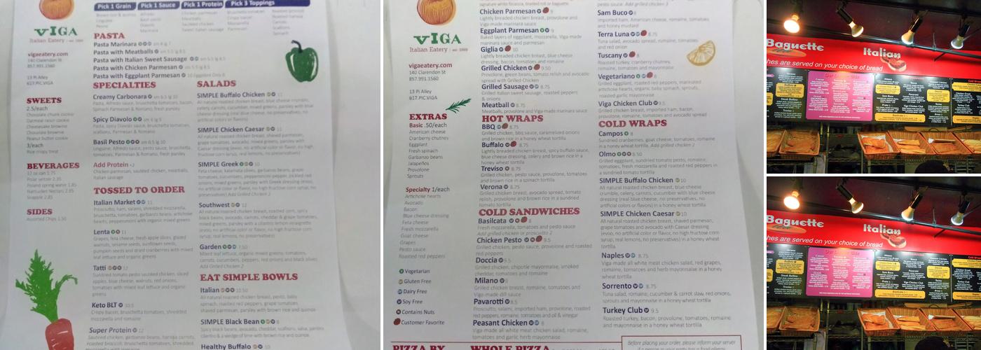 Pi Alley Parking Garage Menu