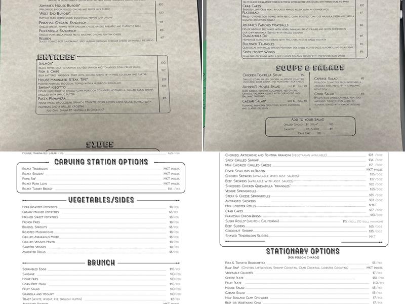 West End Johnnie’s Menu