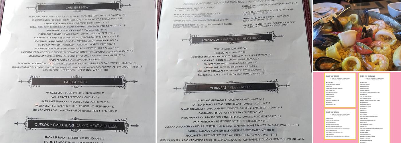 Estragon Tapas Menu