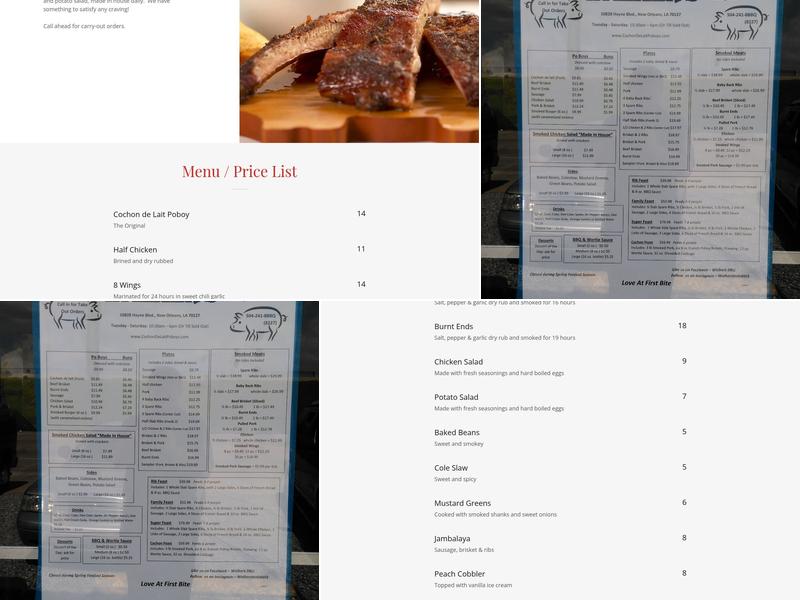 Walker's BBQ Menu