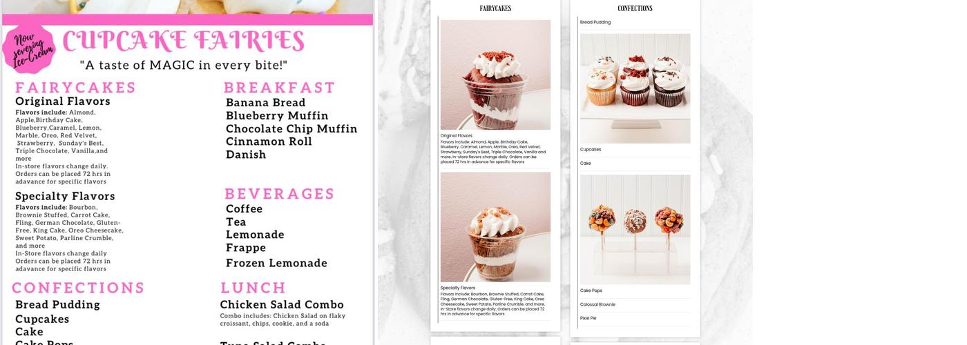 Cupcake Fairies Menu