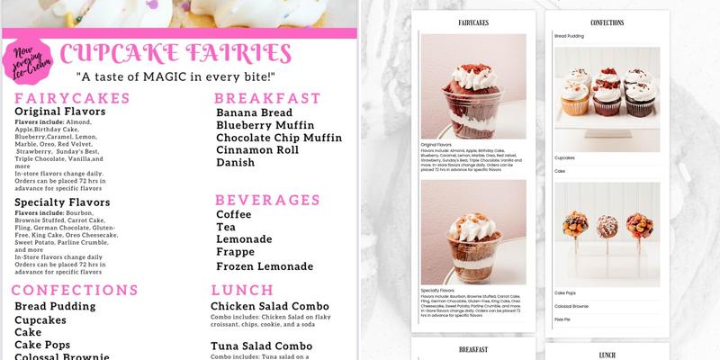 Cupcake Fairies Menu