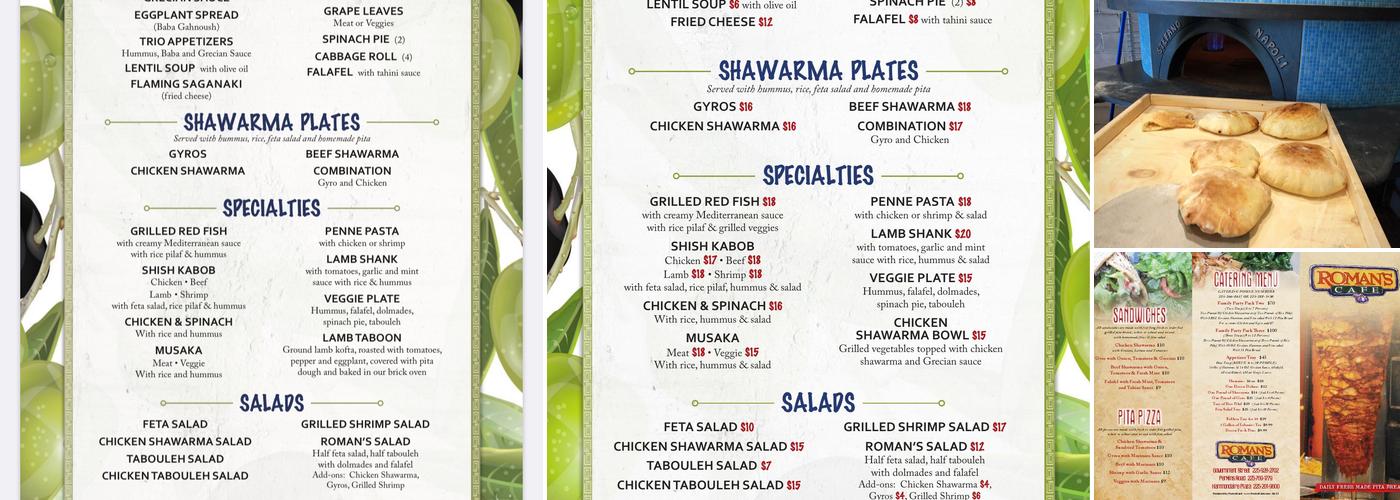 Romans cafe Menu