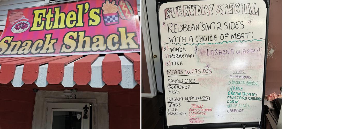 The New Ethel's Snack Shack Menu
