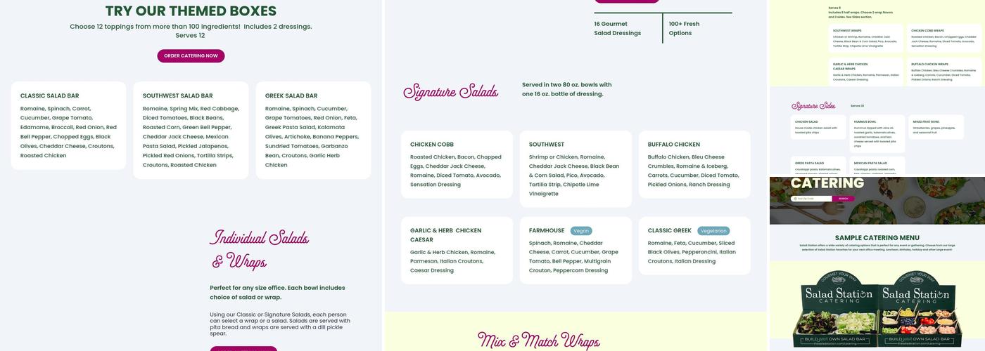 The Salad Station Menu