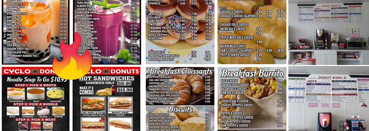 Donut World Menu