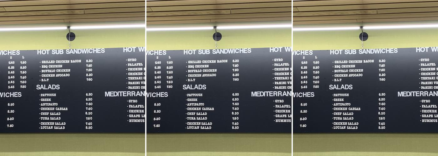 Lucian Mediterranean Menu