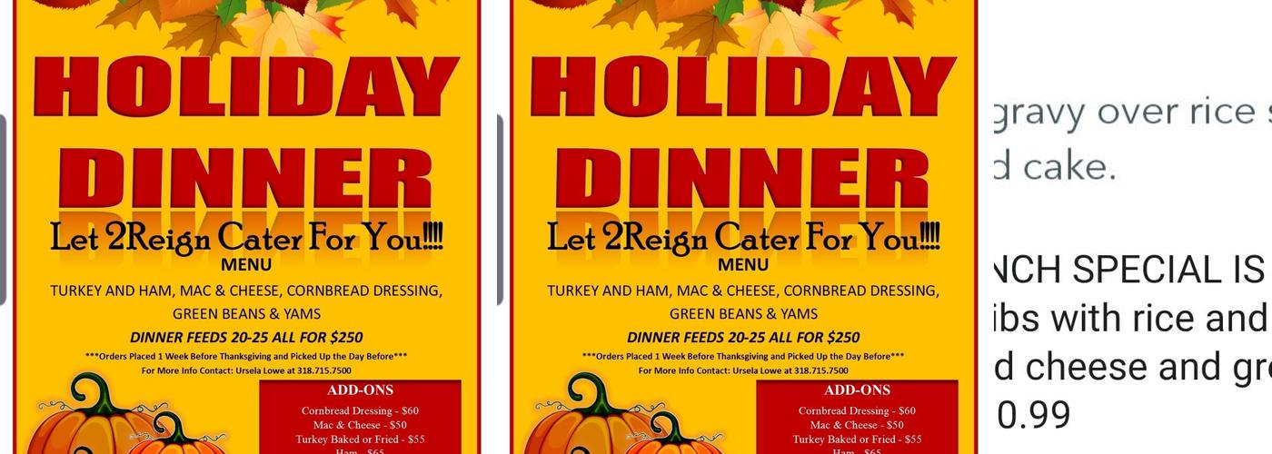 2Reign Catering Menu