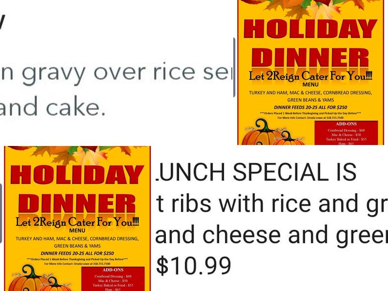 2Reign Catering Menu