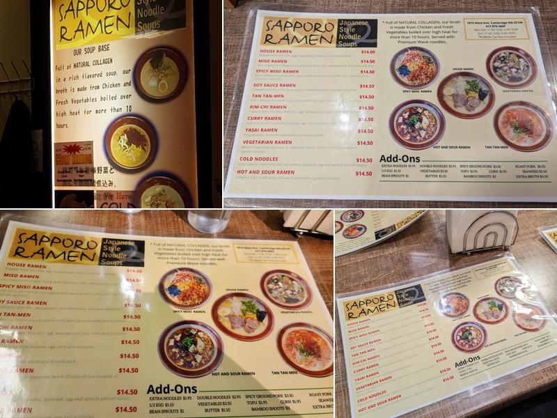 Sapporo Ramen Menu