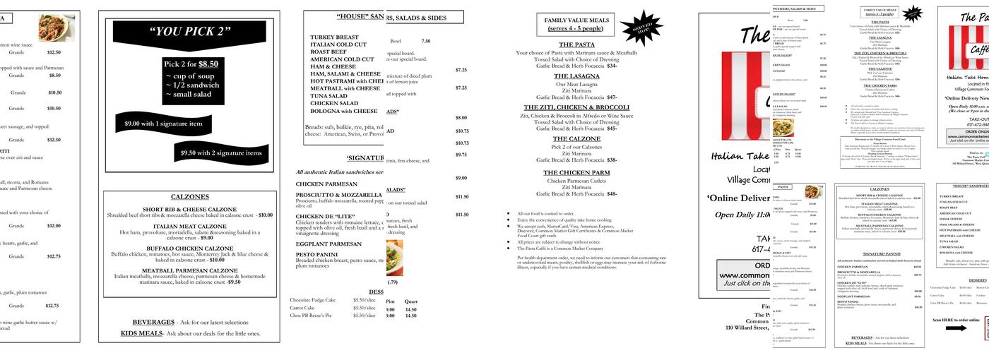 Pasta Caffé Menu