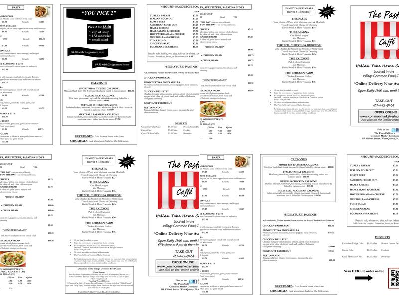 Pasta Caffé Menu