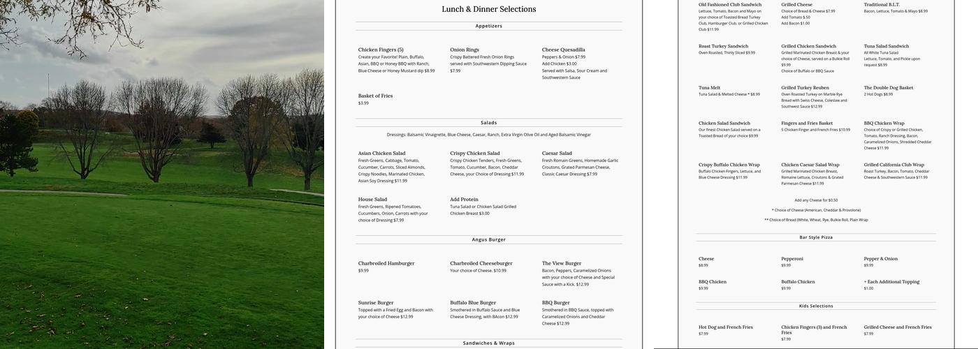 The View Restaurant Menu