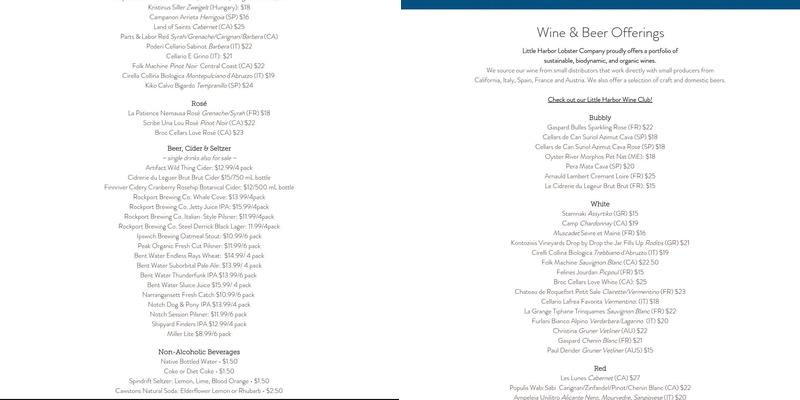 Little Harbor Lobster Company Menu