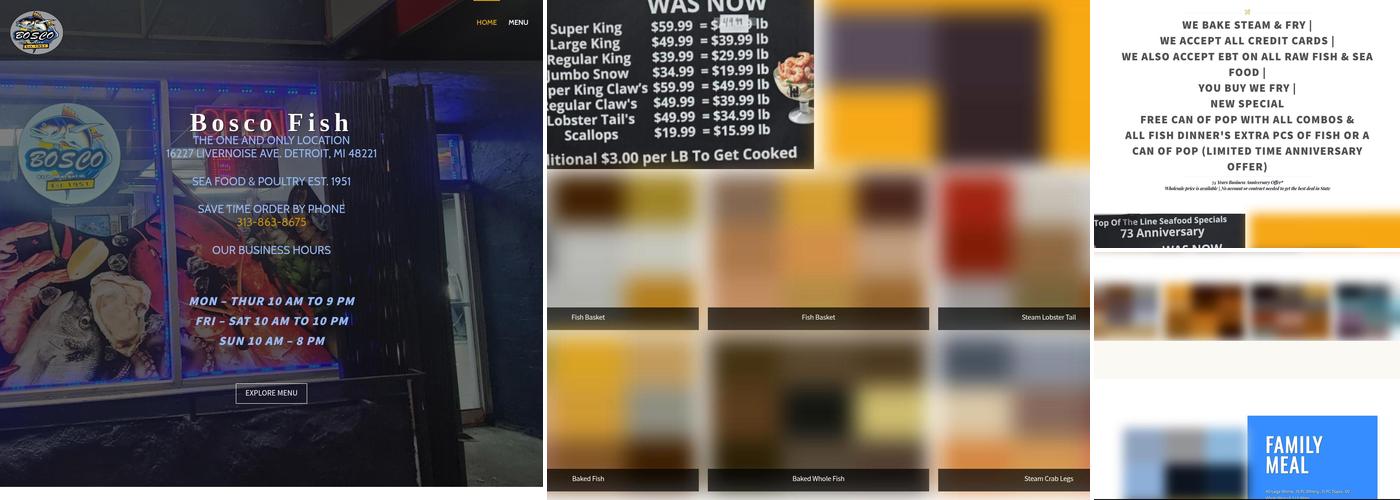 Bosco Fish Seafood & Poultry Menu