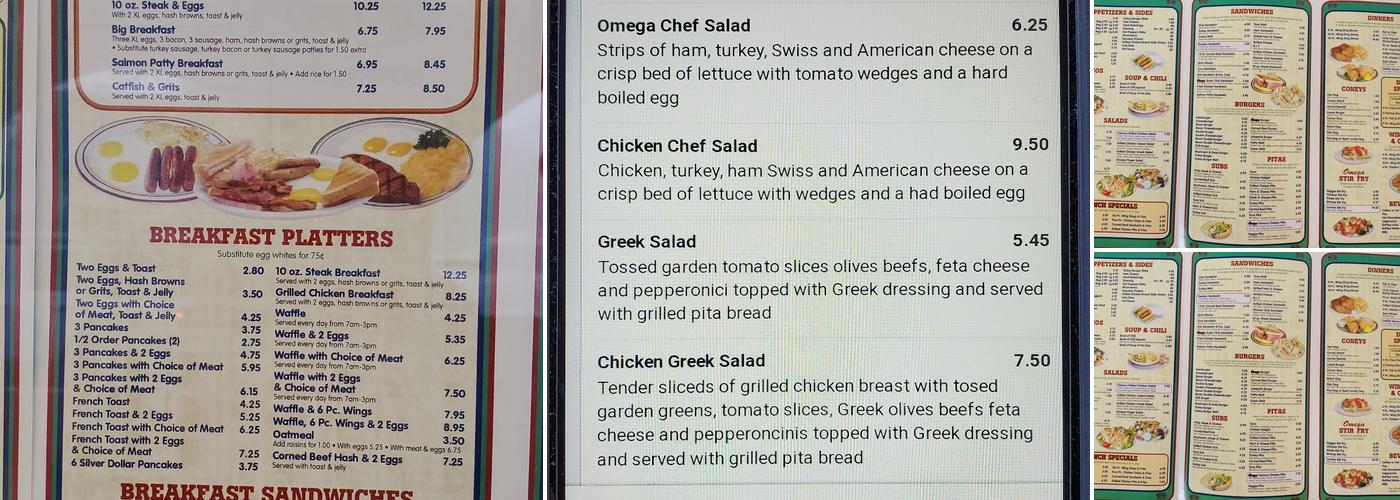 Omega Grill Menu
