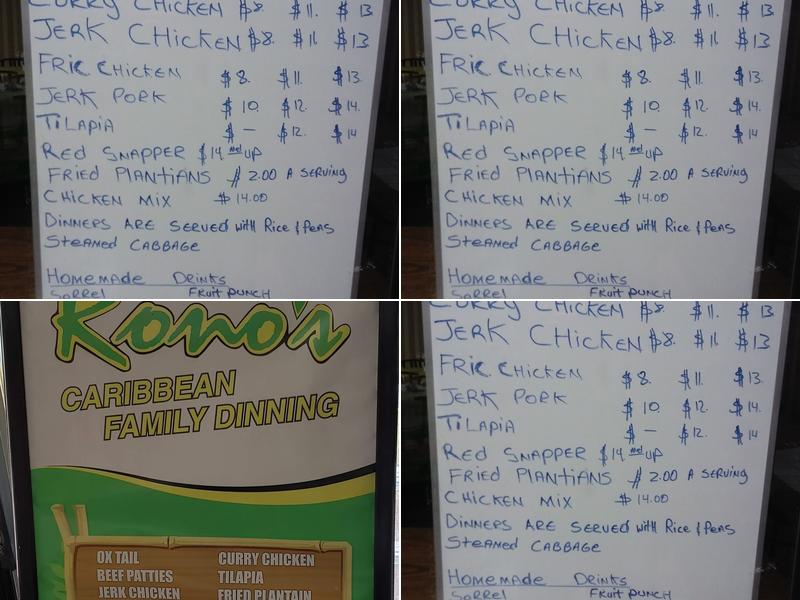 Rono's Caribbean Family Dining Menu