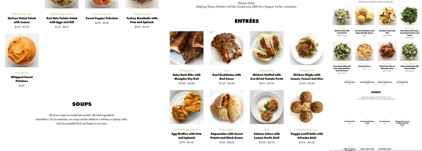 Making Thyme Kitchen Menu