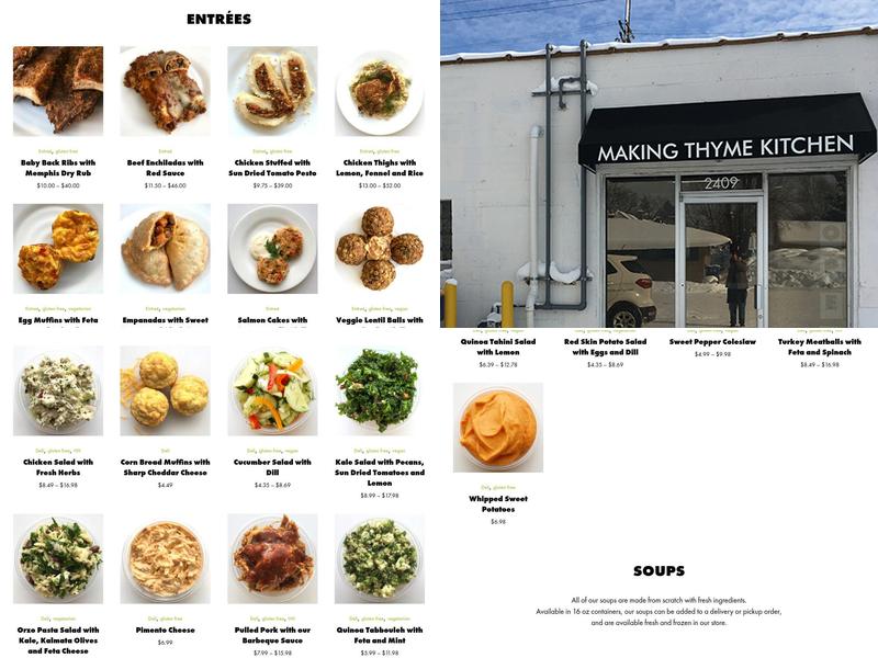 Making Thyme Kitchen Menu