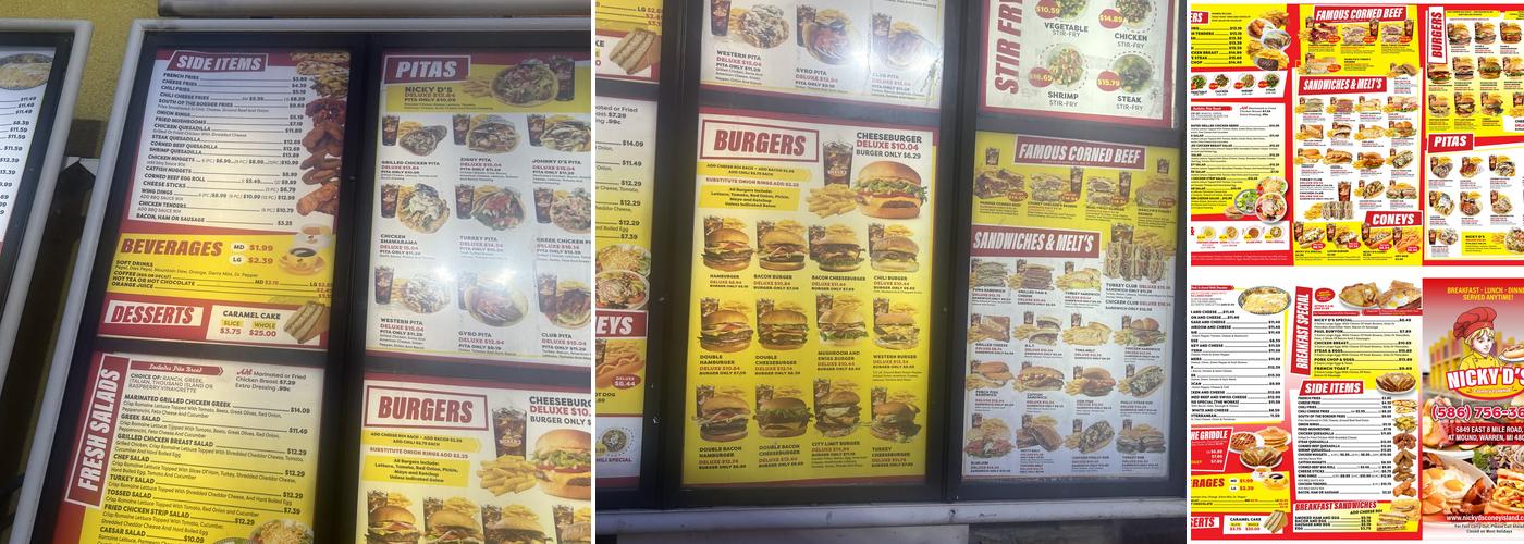 Nicky D's Menu