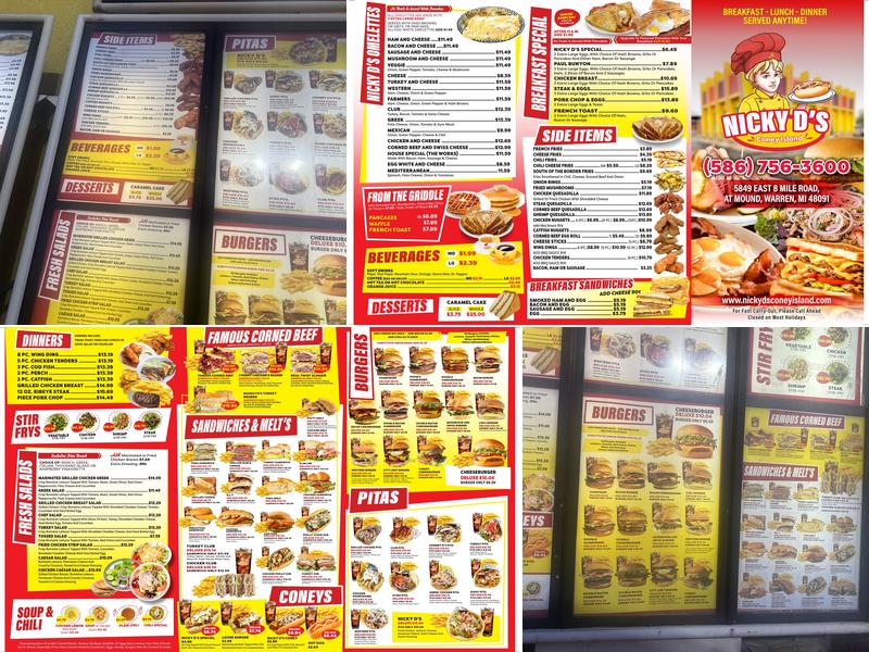 Nicky D's Menu