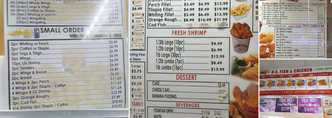 U.S. Fish & Chicken Menu