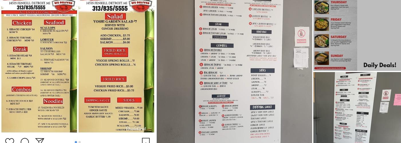 Yoshi Hibachi Grille East Menu