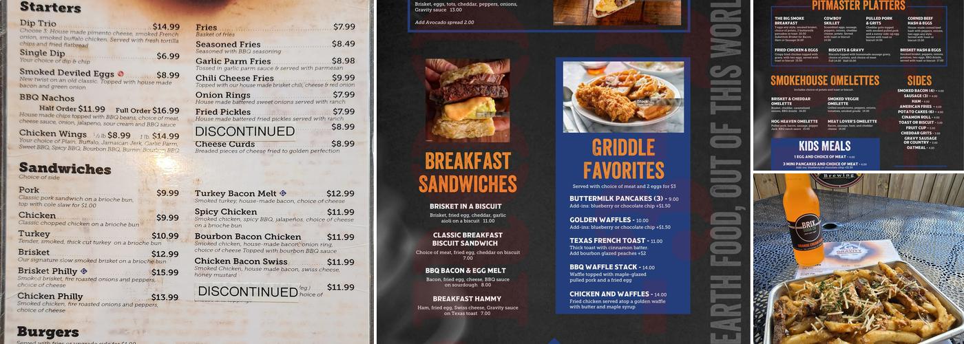Gravity Smokehouse Brew & Que Menu