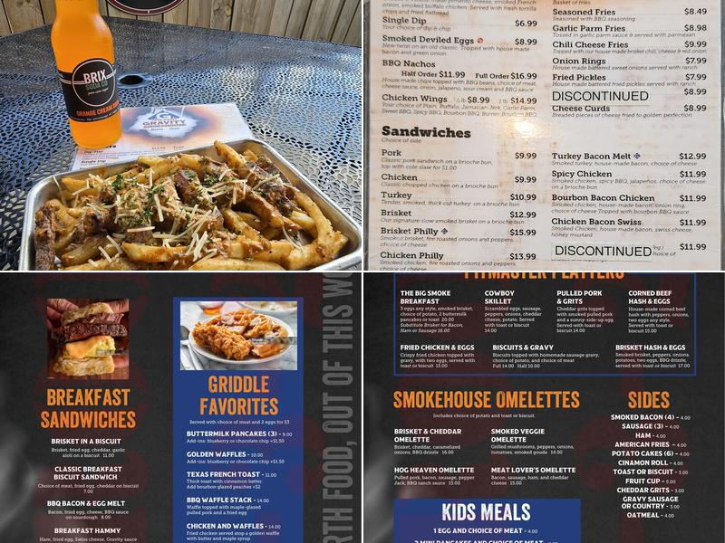 Gravity Smokehouse Brew & Que Menu