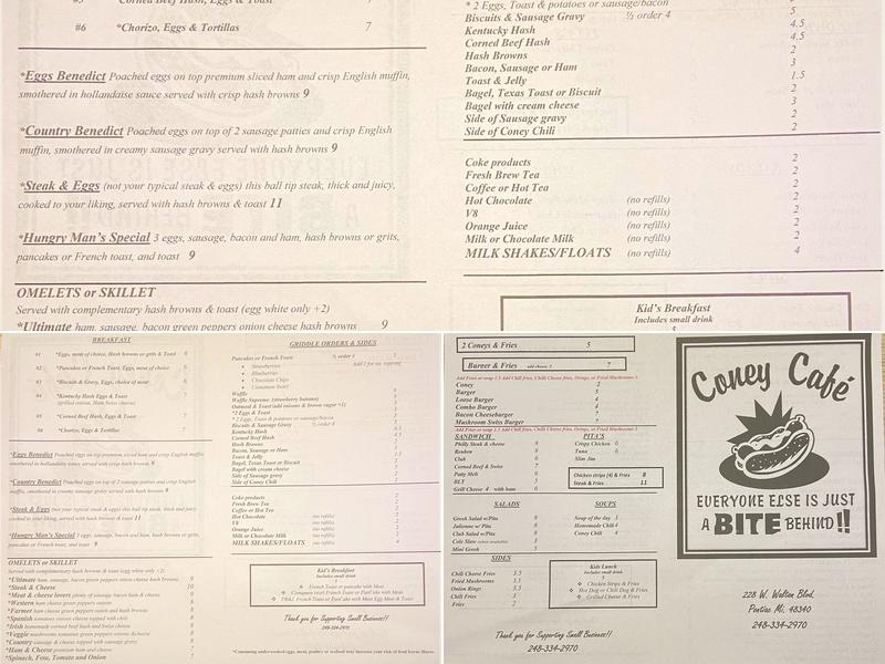 Coney Cafe Menu