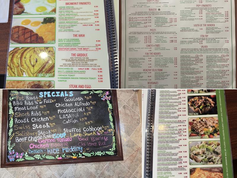Pops Family Restaurant Menu