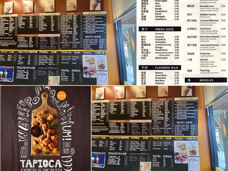 Tapioca Express Menu