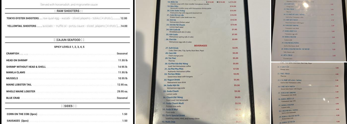 Pho Dao Restaurant Menu